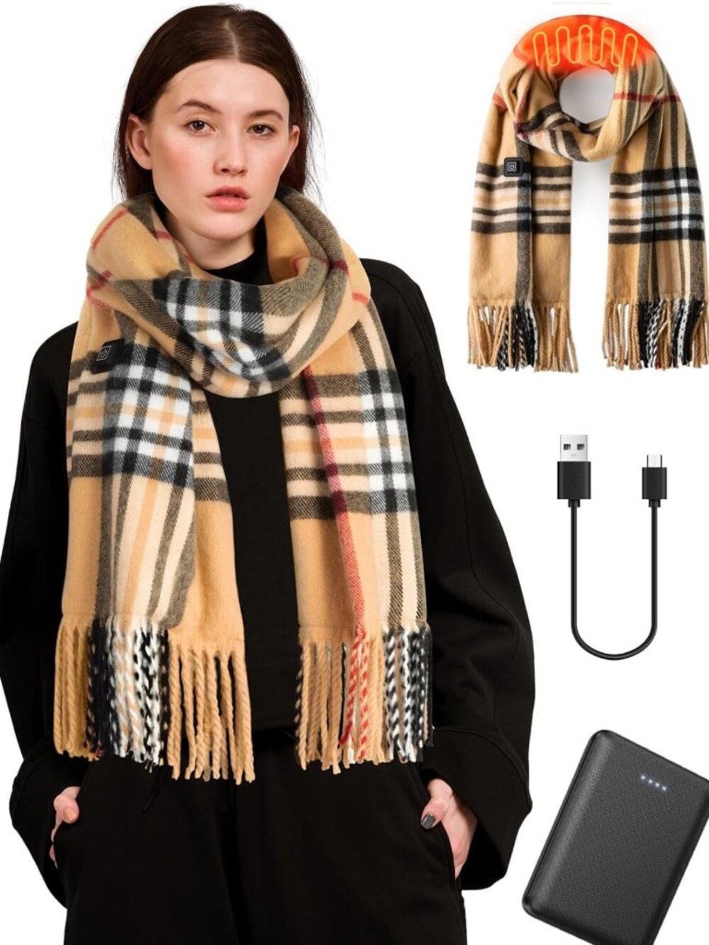 Electric Heated Scarf for Men & Women - 5000mAh Battery, 8 Hours Warmth, Winter